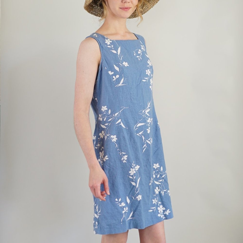 Linen Summer Dress in Sky Blue